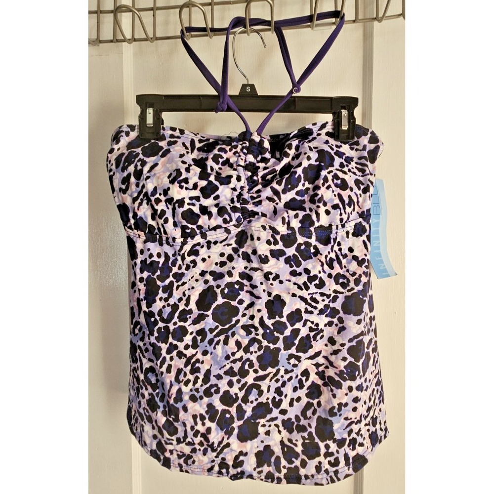 NWT‎ INFINITY BLU animal print woman Sz 18W halter tankini top wire free